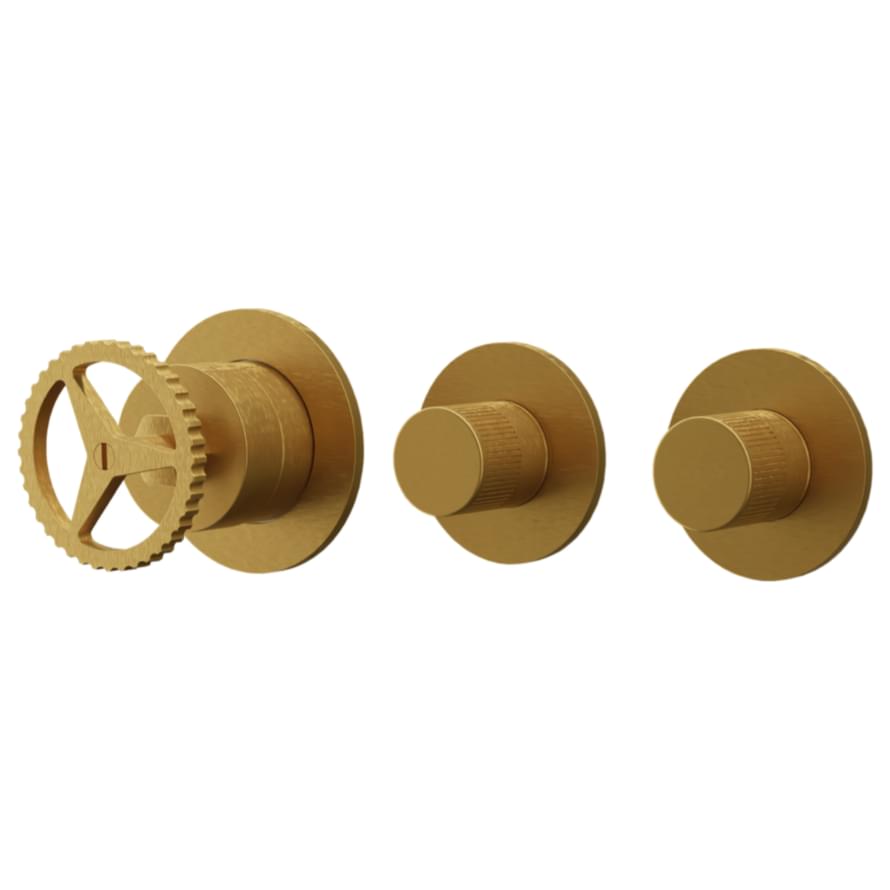 Плитка Remer Chrono Смеситель для душа встраиваемый округлый на 2 выхода CHRONO золото брашированное  поверхность брашированная