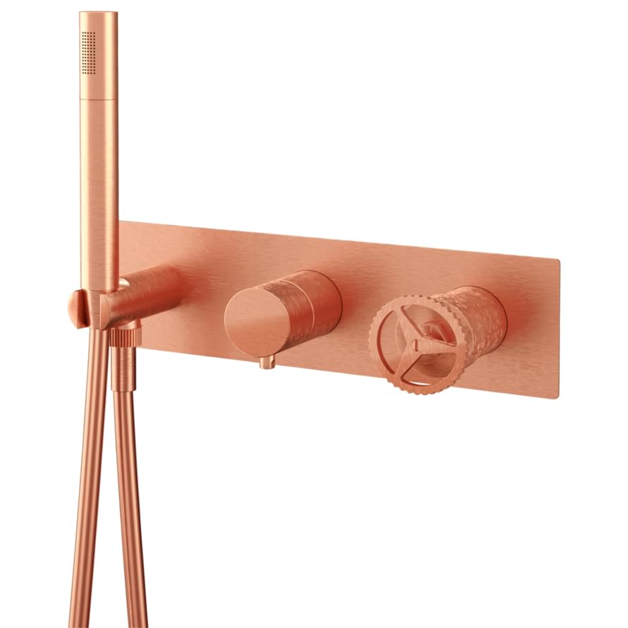 Плитка Remer Chrono Смеситель для душа квадратный CHRONO медь брашированная  поверхность брашированная