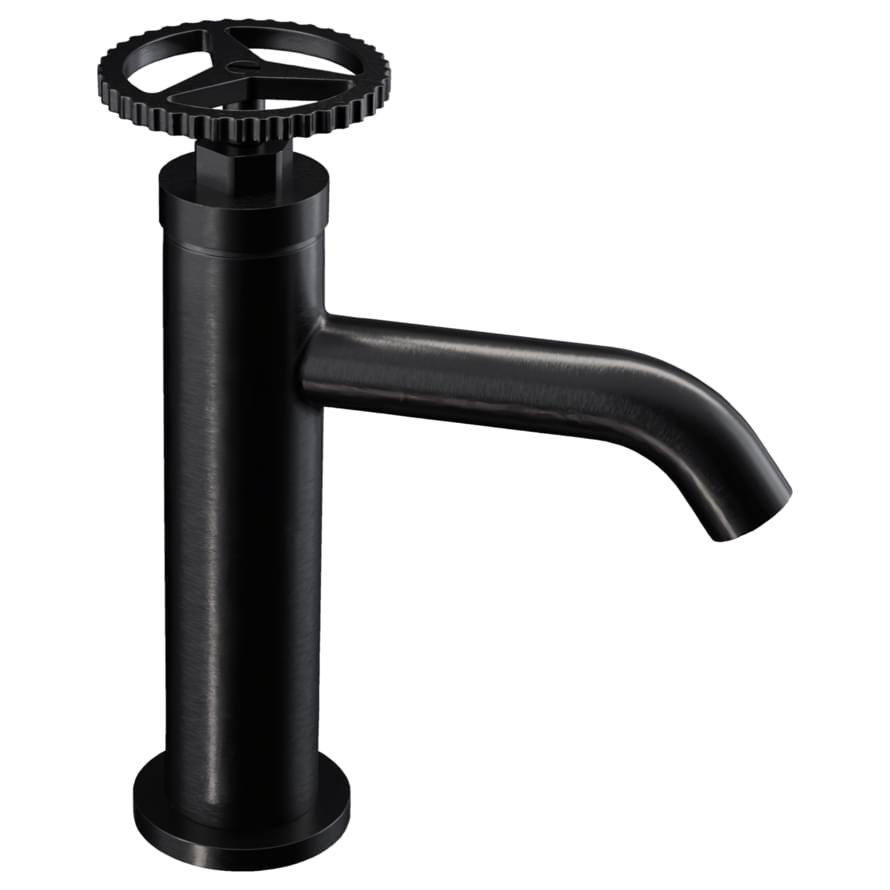 Плитка Remer Chrono Смеситель для раковины CHRONO г-образный черный брашированный хром  поверхность брашированная