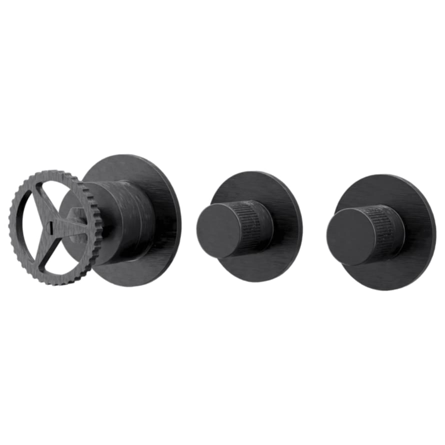 Плитка Remer Chrono Смеситель округлый для душа CHRONO черный брашированный хром  поверхность брашированная