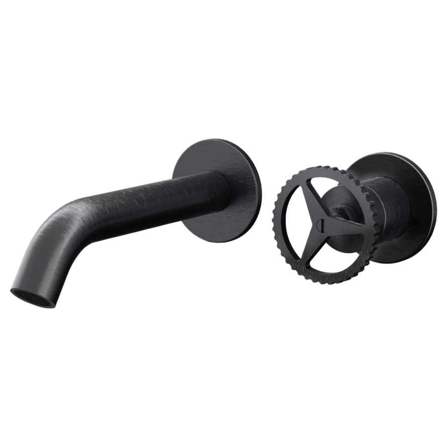 Плитка Remer Chrono Смеситель округлый для раковины CHRONO черный брашированный хром  поверхность брашированная