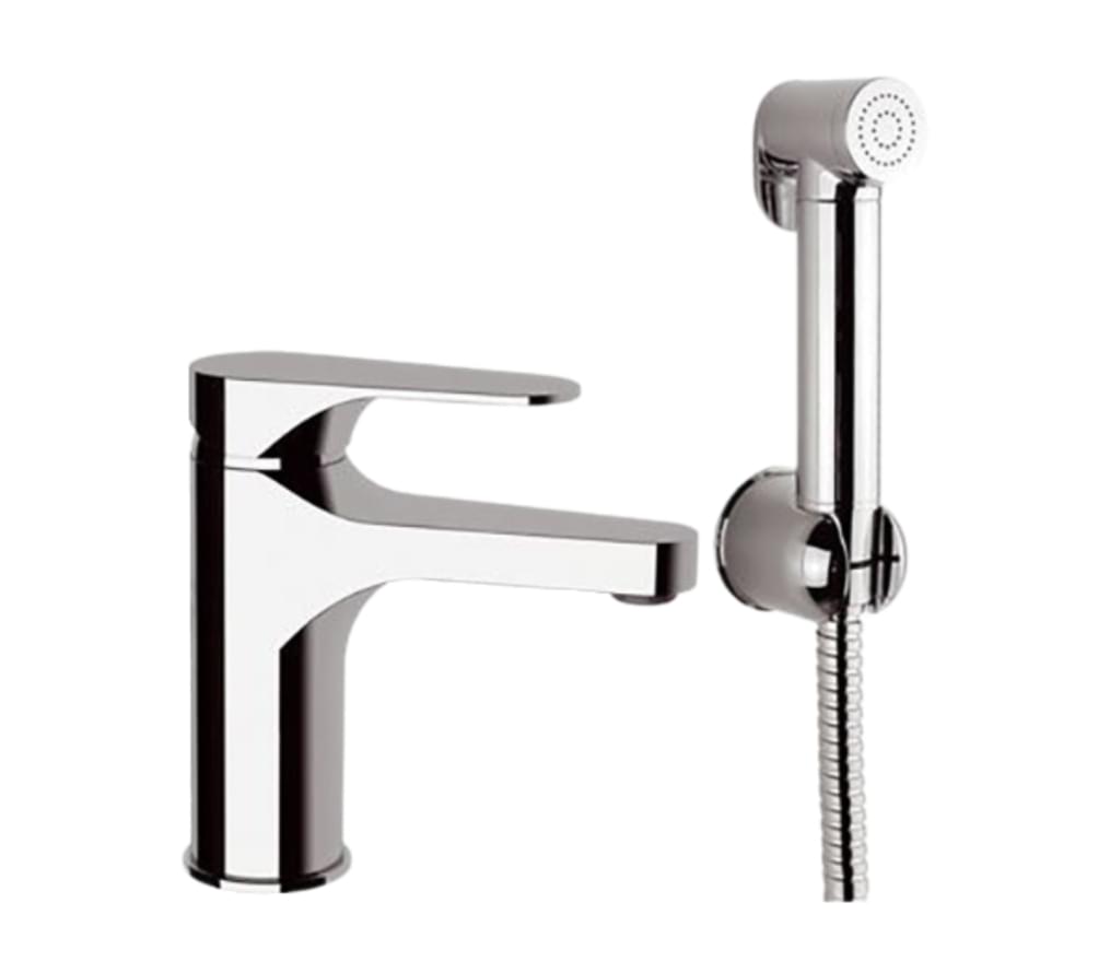 Плитка Remer Class Line Смеситель для раковины CLASS LINE с гигиеническим душем хром  поверхность глянец