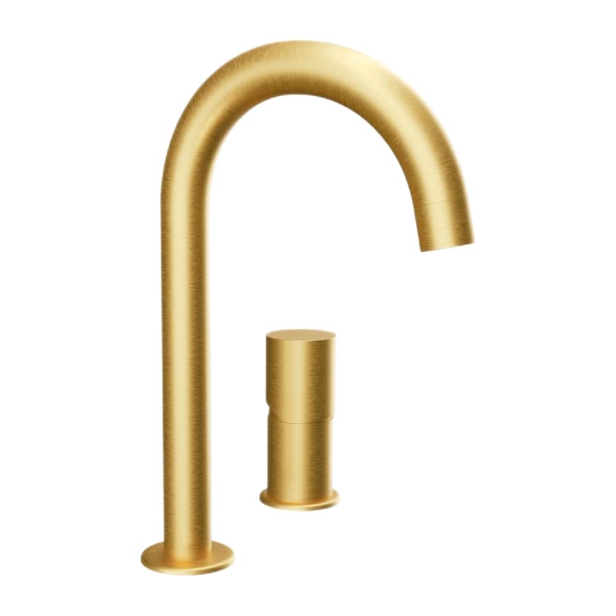 Плитка Remer Edge Высокий смеситель для раковины EDGE золото брашированное  поверхность брашированная