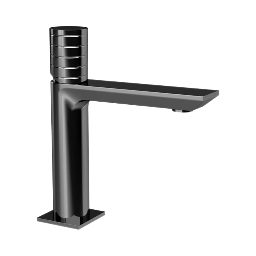 Плитка Remer Edge Смеситель для раковины с донным клапаном EDGE черный брашированный хром  поверхность брашированная