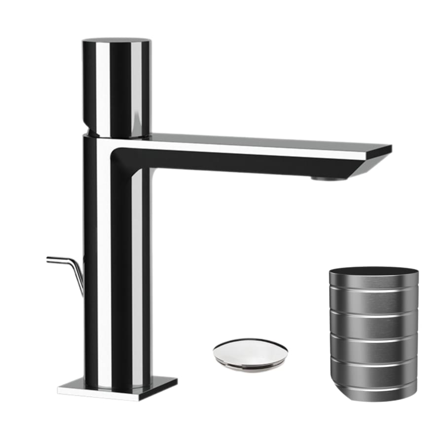 Плитка Remer Edge Смеситель округлый для раковины EDGE никель брашированный  поверхность брашированная