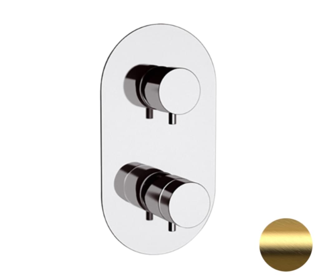 Плитка Remer Elegance Встраиваемый смеситель термостатический для душа ELEGANCE золото брашированное  поверхность брашированная