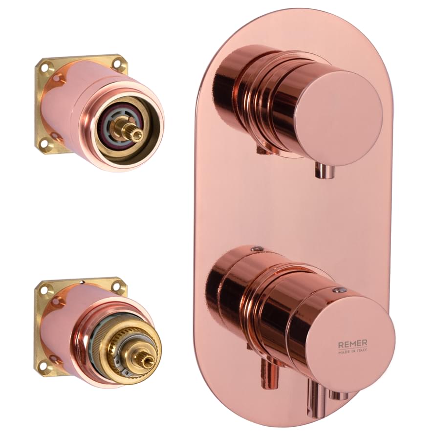 Плитка Remer Elegance Встраиваемый смеситель термостатический для душа ELEGANCE медь глянцевая  поверхность глянец