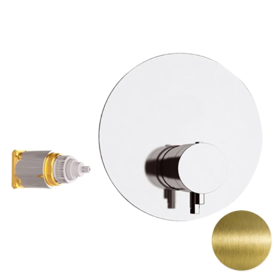 Плитка Remer Elegance Встраиваемый смеситель термостатический для душа ELEGANCE состаренная латунь  поверхность брашированная