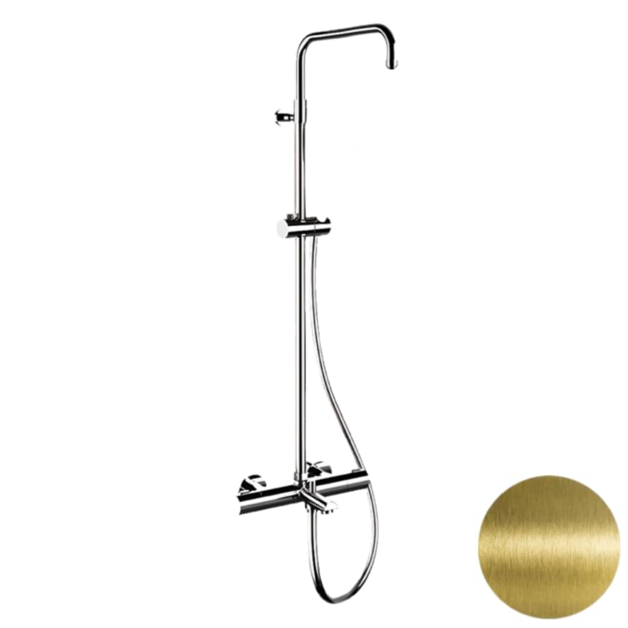 Плитка Remer Elegance Душевая система термостатическая ELEGANCE с изливом латунь состаренная  поверхность брашированная