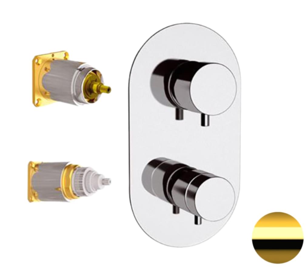 Плитка Remer Elegance Округлый смеситель встраиваемый термостатический для душа ELEGANCE золото глянцевое  поверхность глянец