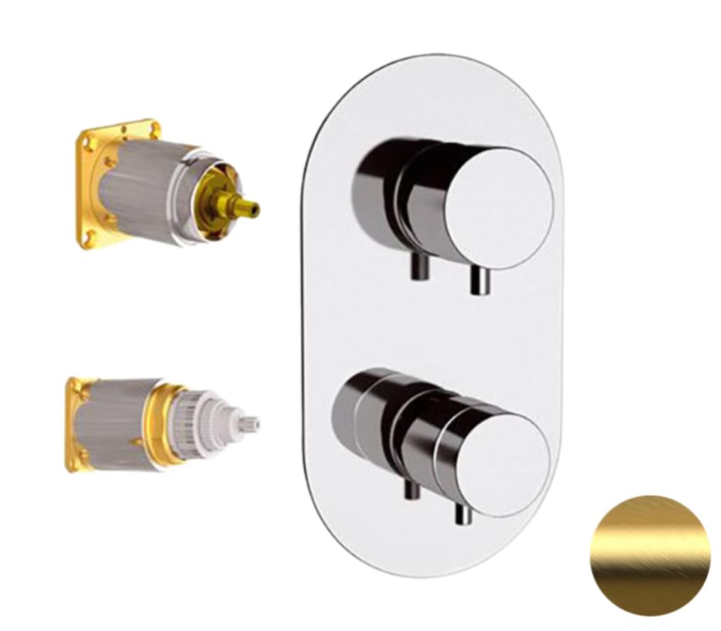 Плитка Remer Elegance Смеситель термостатический для душа ELEGANCE золото брашированное  поверхность брашированная