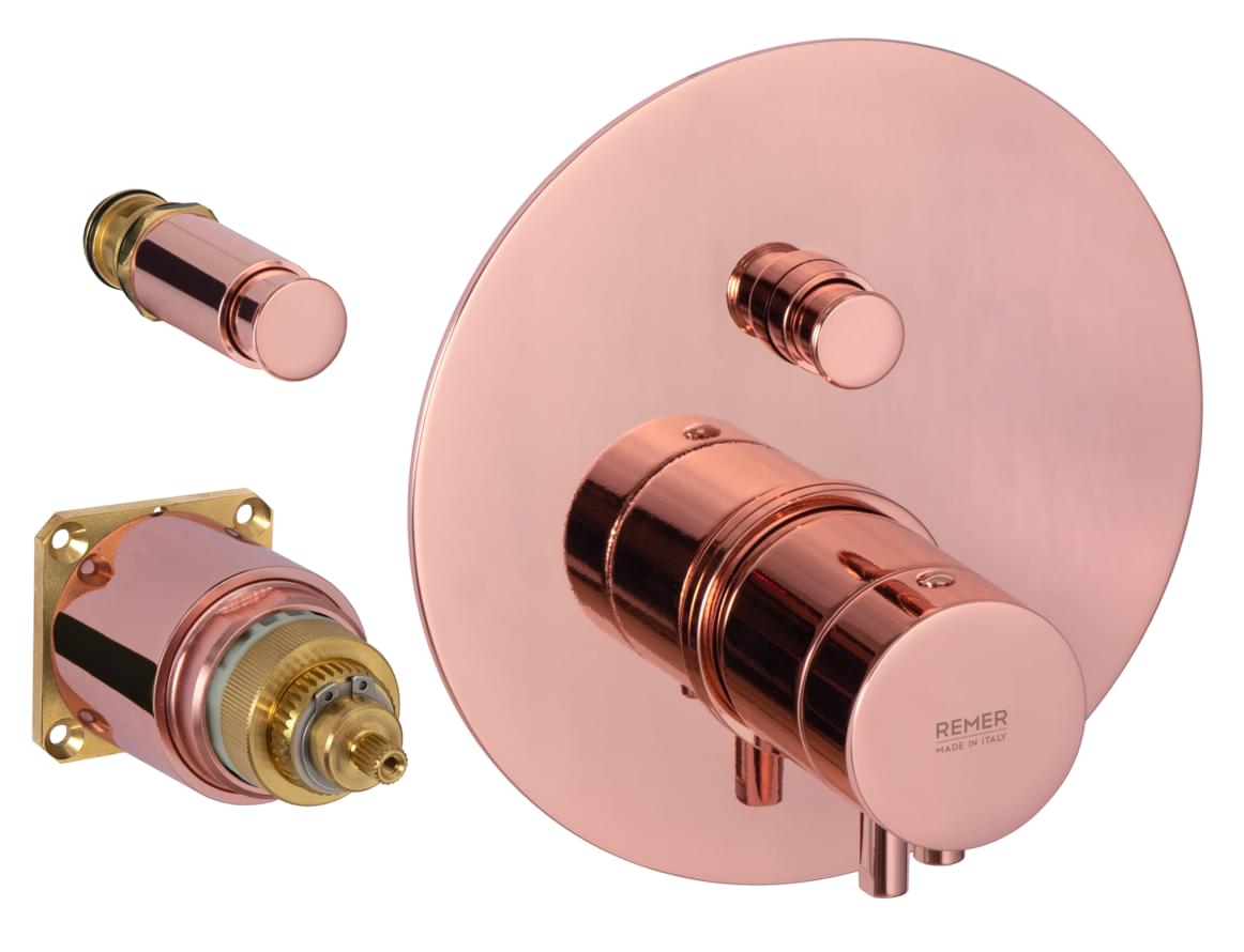 Плитка Remer Elegance Смеситель термостатический для душа ELEGANCE медь глянцевая  поверхность глянец