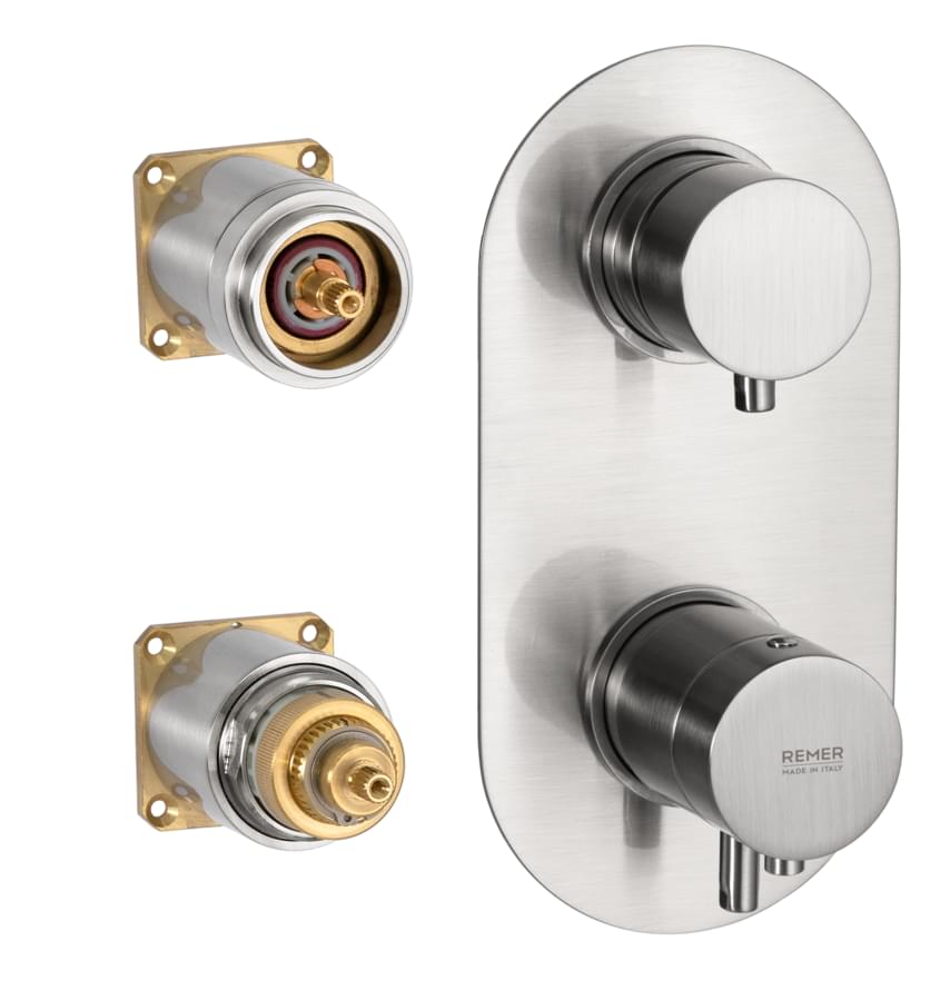 Плитка Remer Elegance Смеситель термостатический для душа ELEGANCE никель брашированный  поверхность брашированная