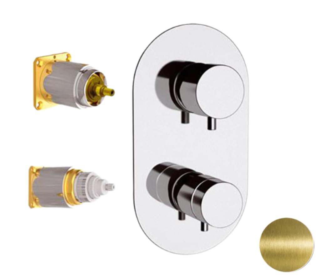 Плитка Remer Elegance Смеситель термостатический для душа встраиваемый ELEGANCE состаренная латунь  поверхность брашированная