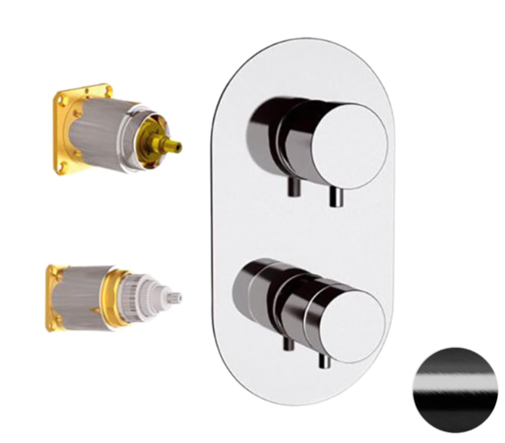 Плитка Remer Elegance Смеситель термостатический для душа встраиваемый ELEGANCE черный брашированный хром  поверхность брашированная