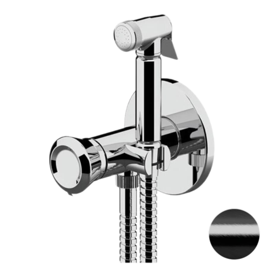 Плитка Remer Element Гигиенический душ со смесителем ELEMENT черный брашированный хром  поверхность брашированная