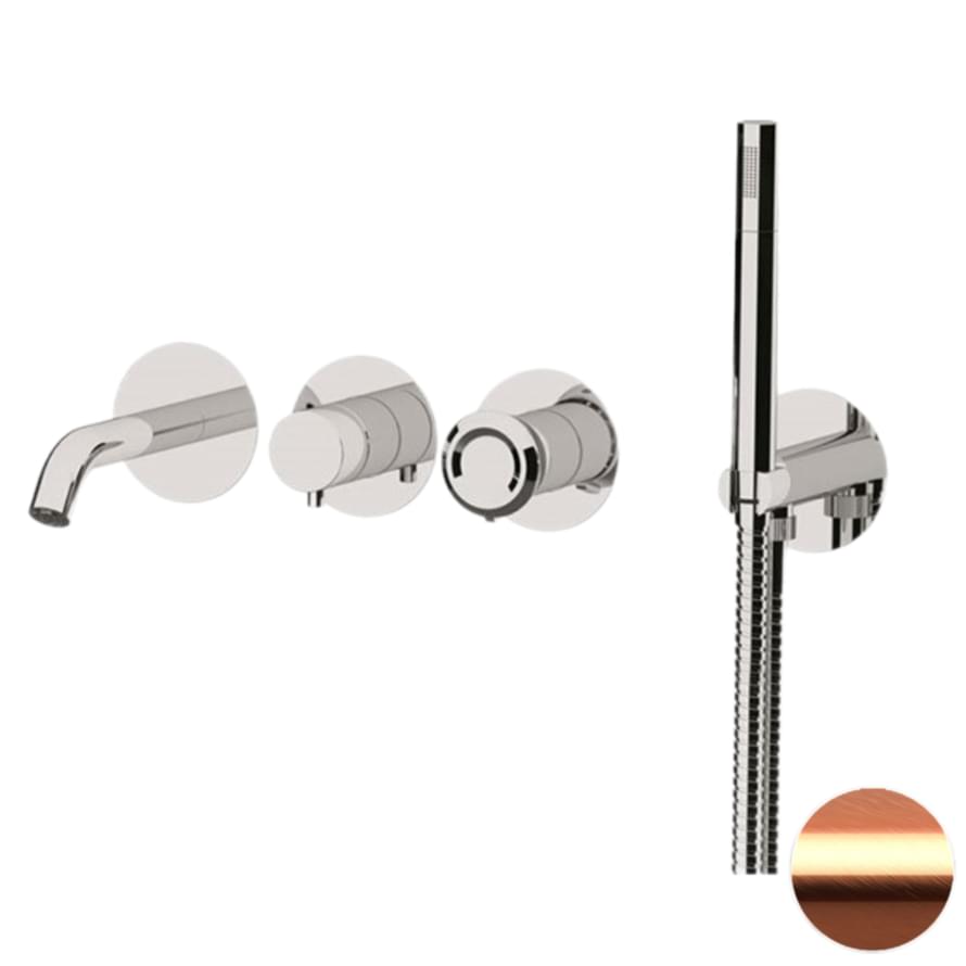 Плитка Remer Element Настенный смеситель для ванны с лейкой ELEMENT медь брашированная  поверхность брашированная