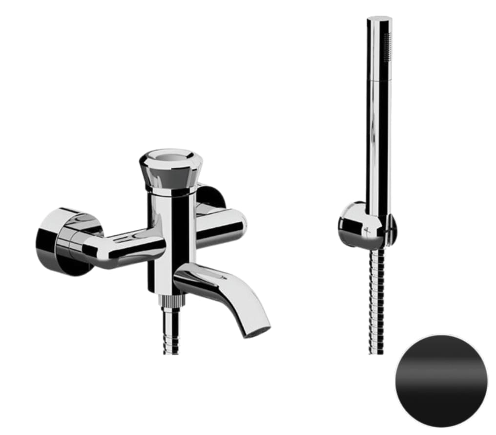 Плитка Remer Element Смеситель для ванны ELEMENT черный матовый настенный с лейкой  поверхность матовая