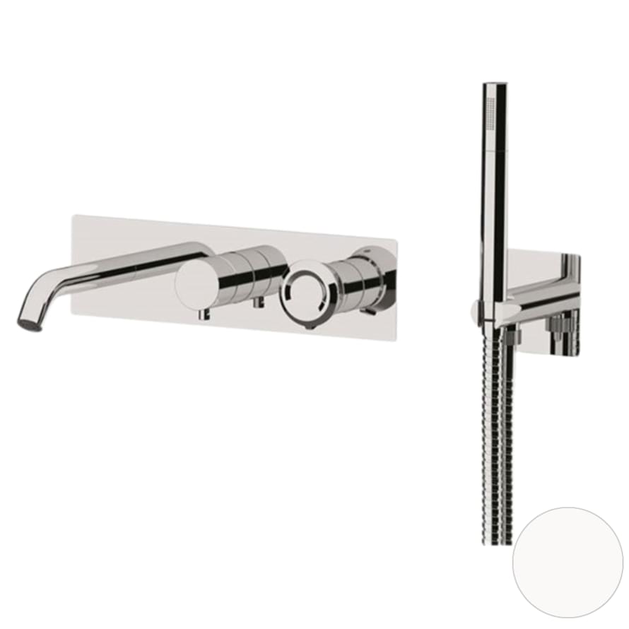 Плитка Remer Element Смеситель для ванны настенный с лейкой ELEMENT белый матовый  поверхность матовая