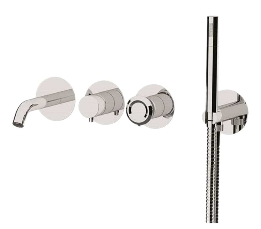 Плитка Remer Element Смеситель для ванны настенный с лейкой ELEMENT хром  поверхность глянец