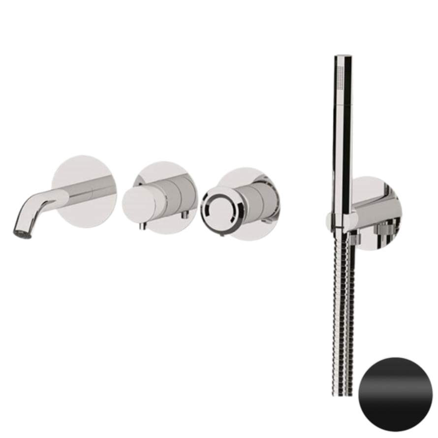 Плитка Remer Element Смеситель для ванны настенный с лейкой ELEMENT черный матовый  поверхность матовая