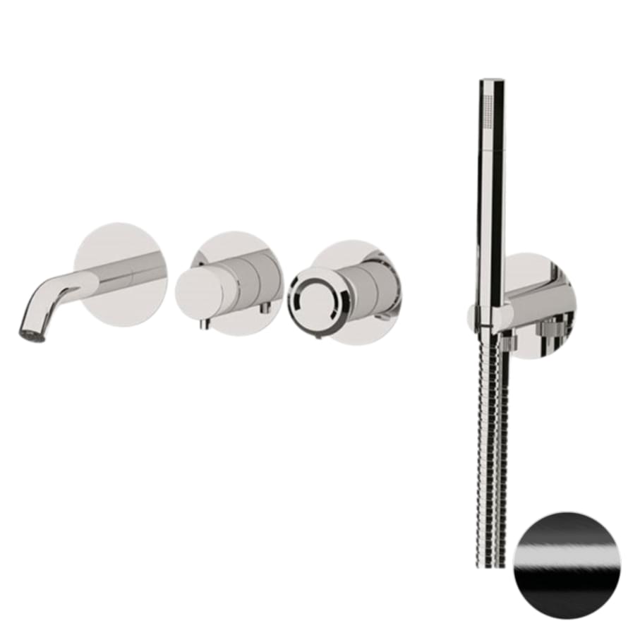 Плитка Remer Element Смеситель для ванны с лейкой ELEMENT черный брашированный хром  поверхность брашированная