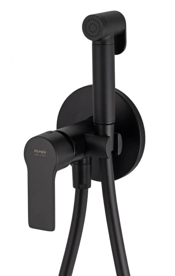 Плитка Remer Energy Гигиенический душ со смесителем ENERGY черный матовый  поверхность матовая