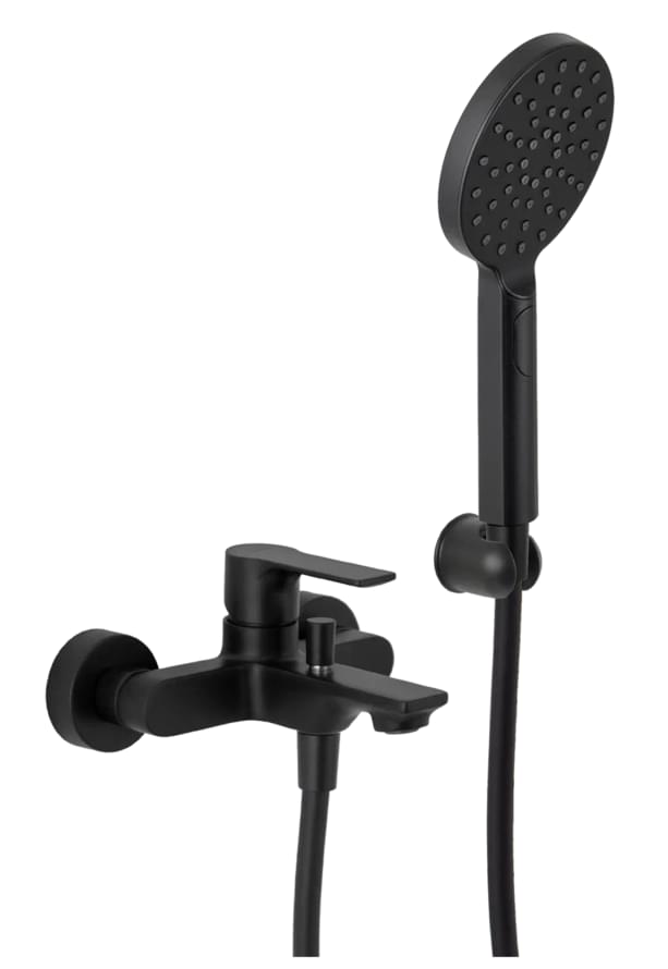 Плитка Remer Energy Настенный смеситель для ванны с лейкой ENERGY черный матовый  поверхность матовая