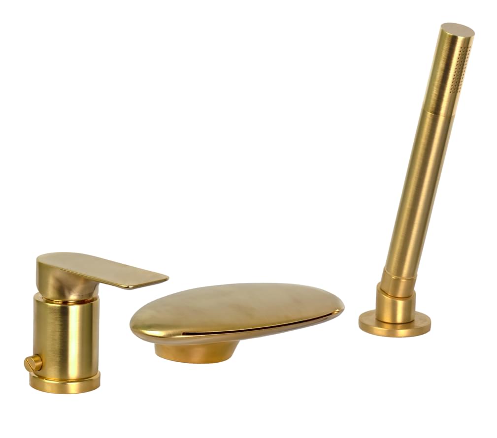 Плитка Remer Infinity Встраиваемый на борт ванны смеситель INFINITY золото брашированное  поверхность брашированная