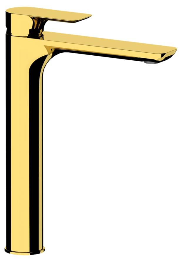 Плитка Remer Infinity Высокий смеситель для раковины INFINITY золото глянцевое  поверхность глянец
