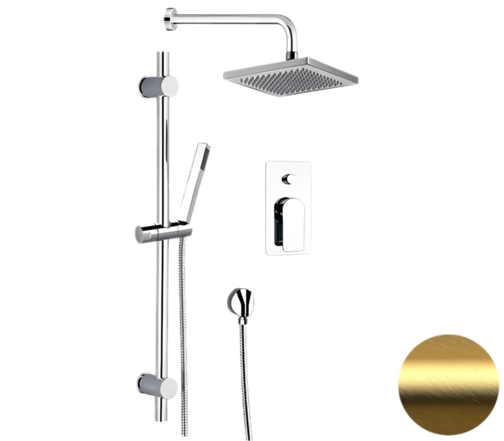 Плитка Remer Infinity Душевая система с верхним душем INFINITY золото брашированное  поверхность брашированная