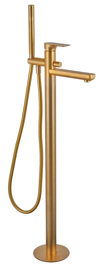 Плитка Remer Infinity Напольный смеситель для ванны INFINITY золото брашированное  поверхность брашированная