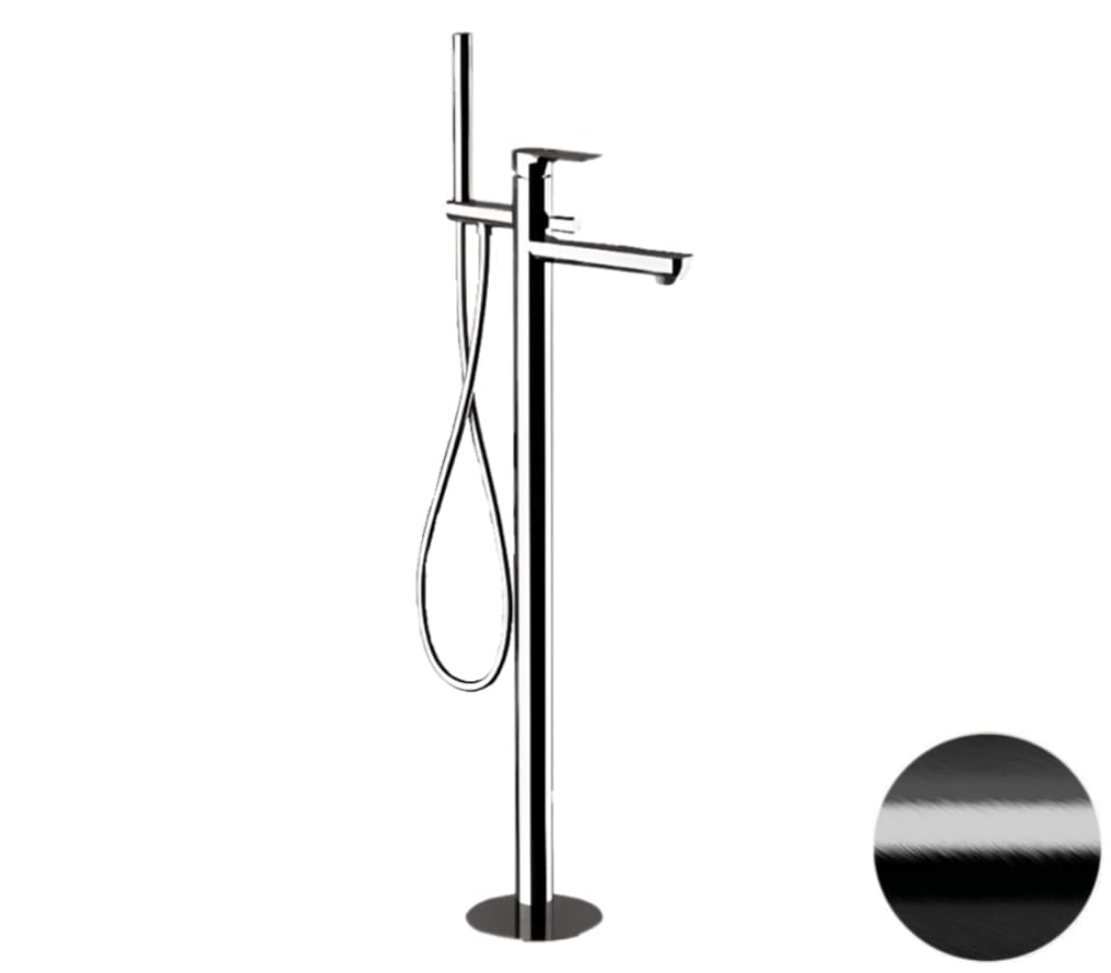 Плитка Remer Infinity Напольный смеситель для ванны INFINITY черный брашированный хром  поверхность брашированная