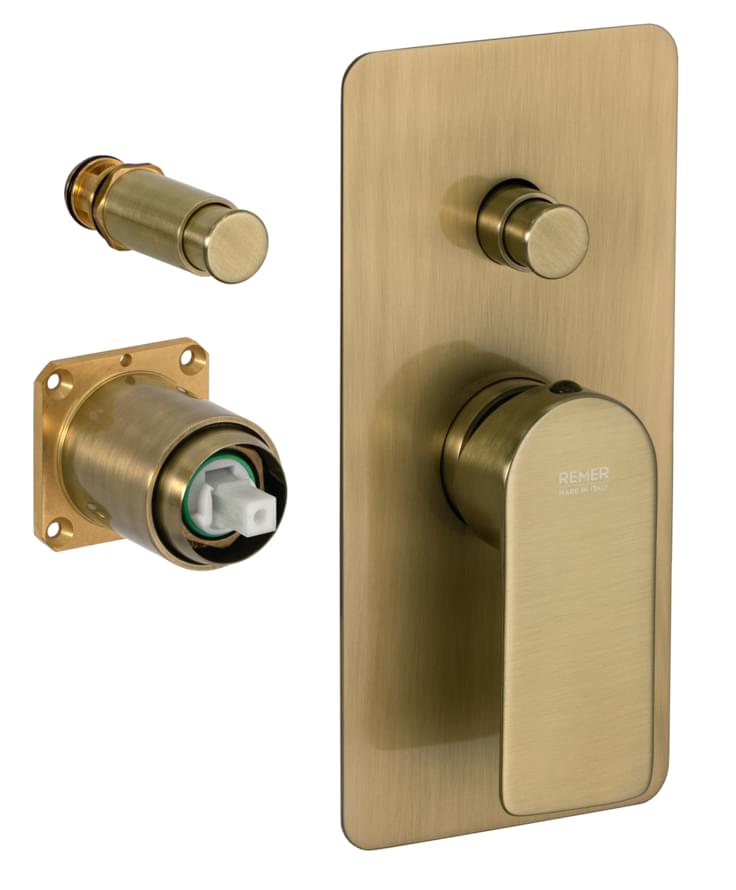 Плитка Remer Infinity Смеситель встраиваемый для душа INFINITY состаренная латунь  поверхность брашированная