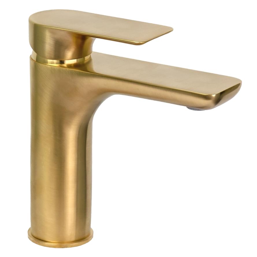 Плитка Remer Infinity Смеситель для раковины INFINITY золото брашированное округлый  поверхность брашированная