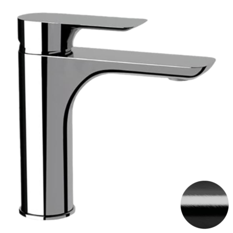 Плитка Remer Infinity Смеситель для раковины г-образный INFINITY черный брашированный хром  поверхность брашированная