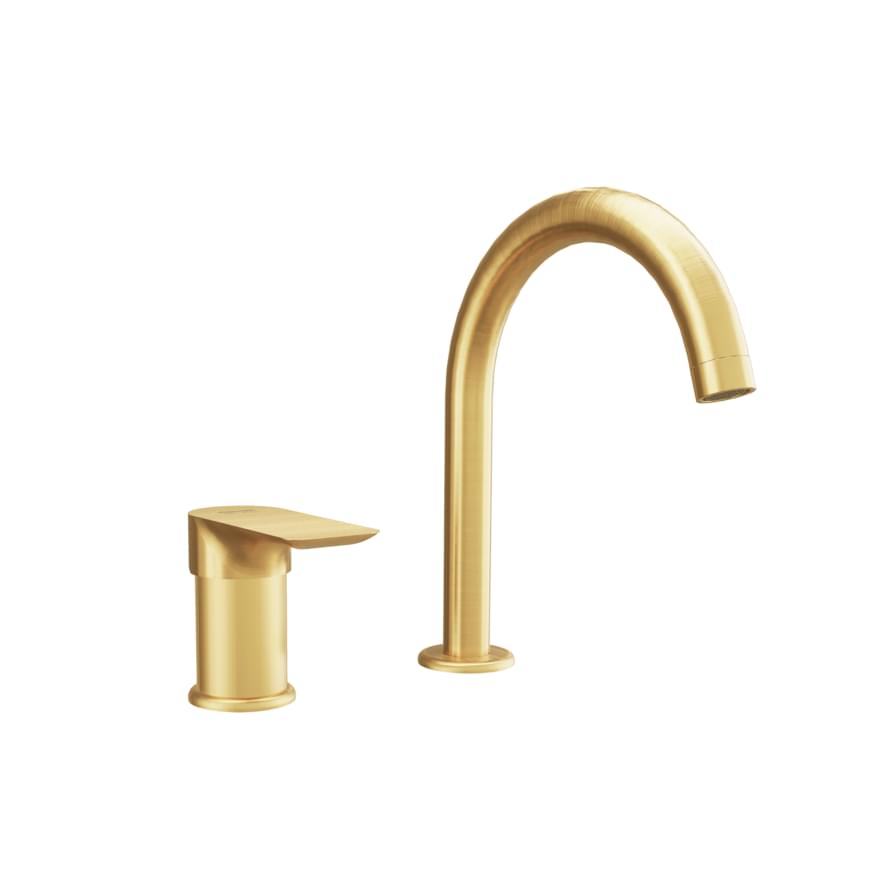 Плитка Remer Infinity Смеситель для раковины округлый INFINITY золото брашированное  поверхность брашированная