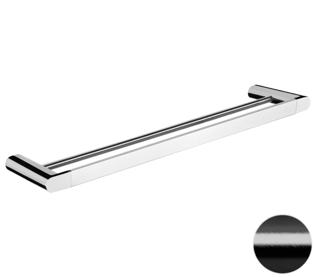 Плитка Remer Lounge Полотенцедержатель двойной 60 см LOUNGE черный брашированный хром  поверхность брашированная
