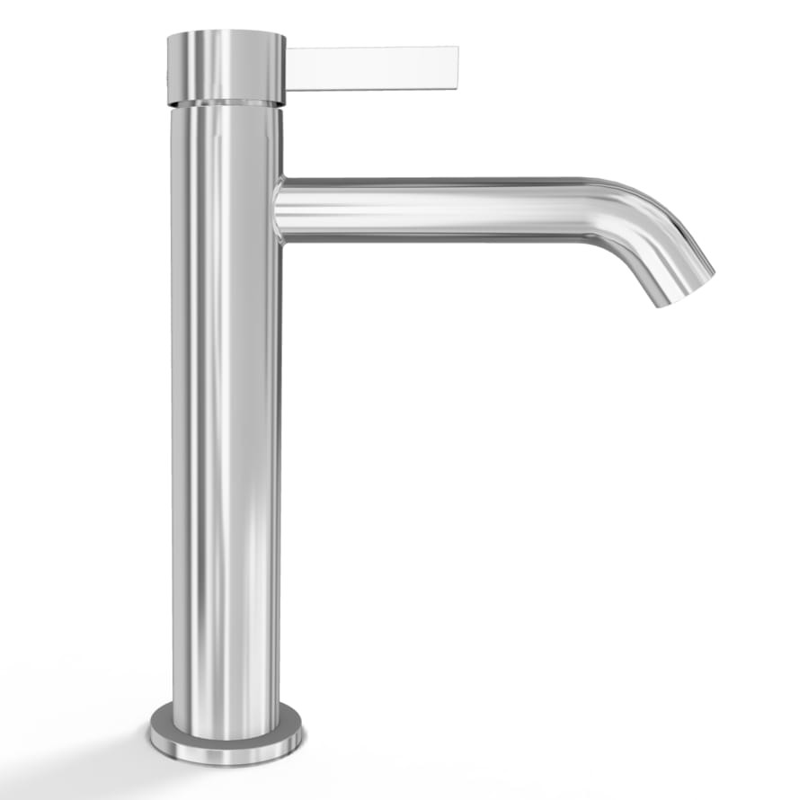 Плитка Remer Metrica Высокий округлый смеситель для раковины METRICA хром  поверхность глянец