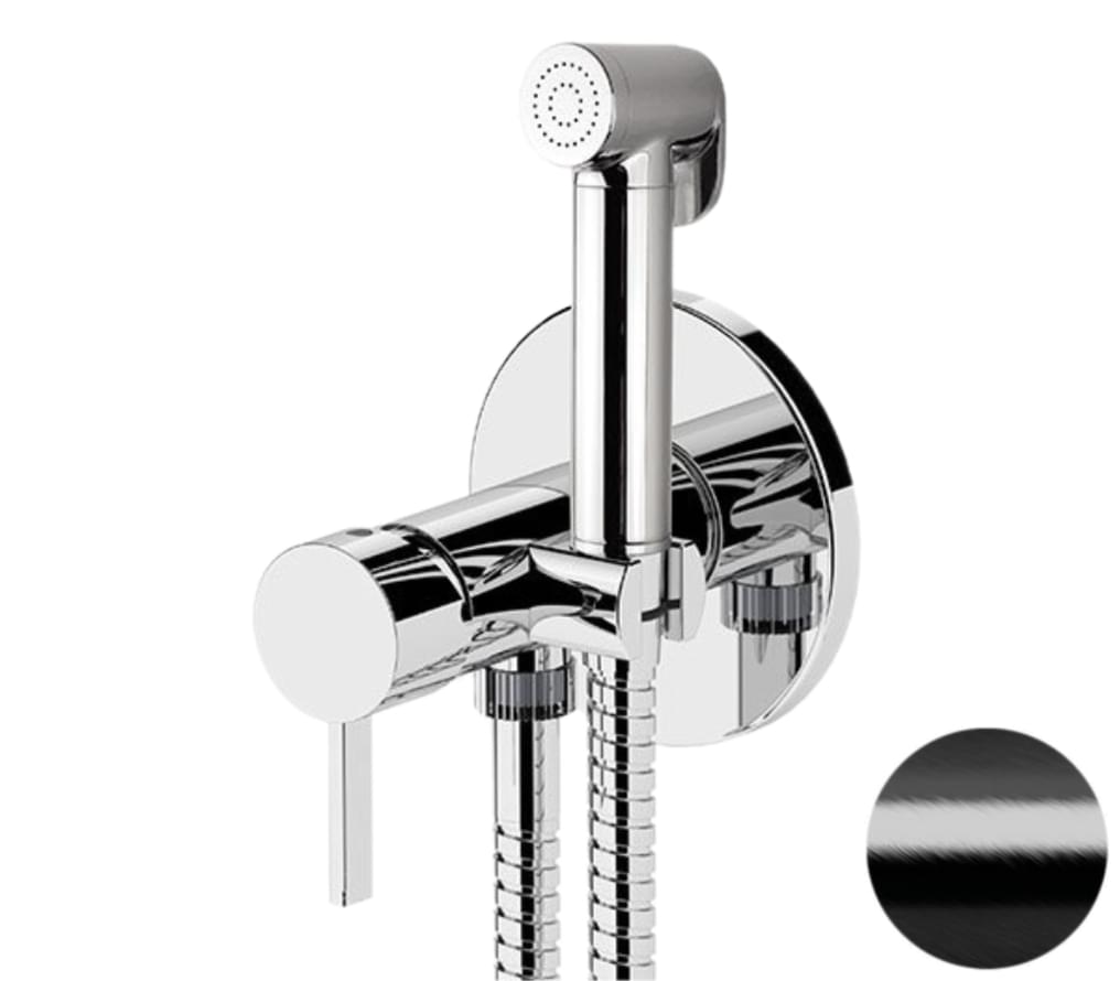 Плитка Remer Metrica Гигиенический душ со смесителем METRICA черный брашированный хром  поверхность брашированная