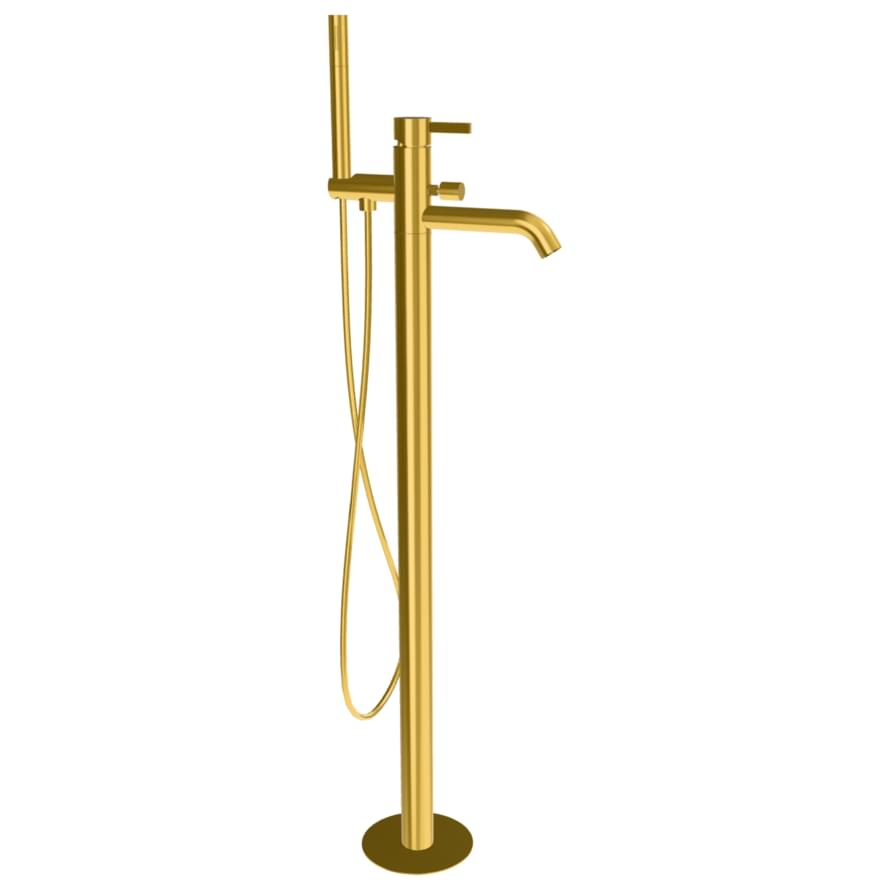Плитка Remer Metrica Напольный смеситель для ванны METRICA золото брашированное  поверхность брашированная