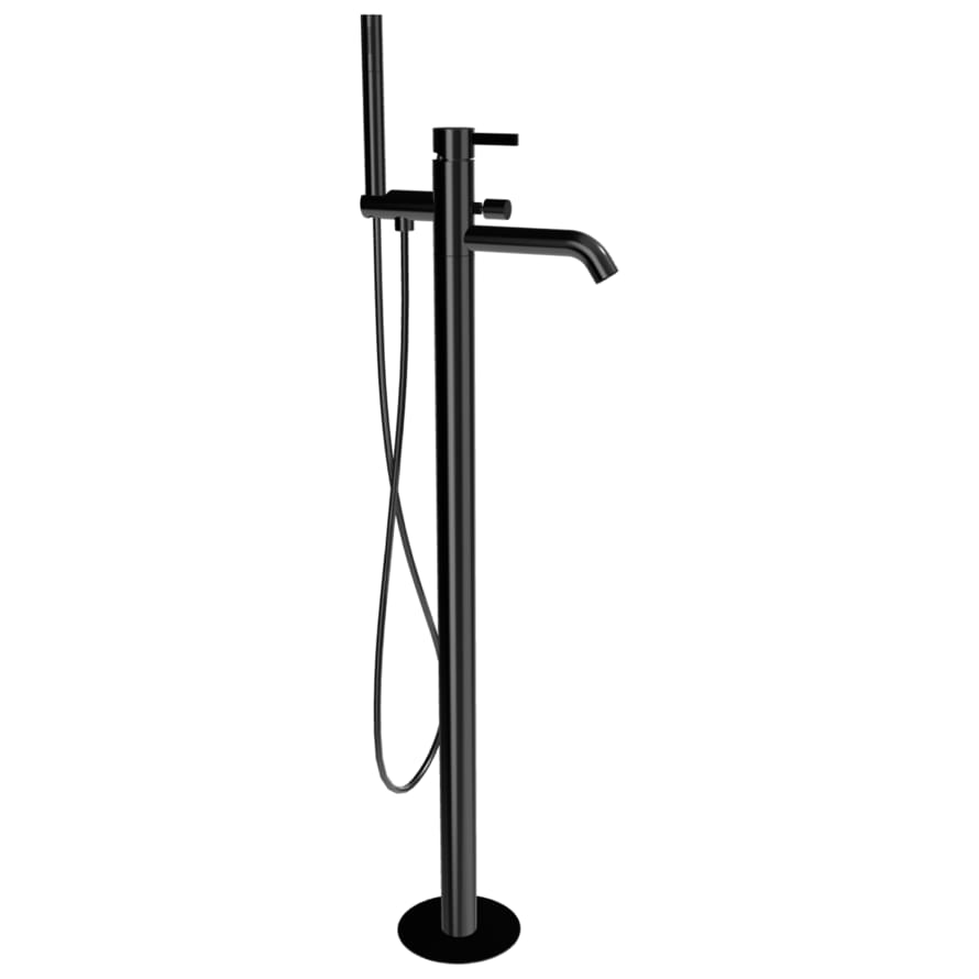 Плитка Remer Metrica Напольный смеситель для ванны METRICA черный брашированный хром  поверхность брашированная