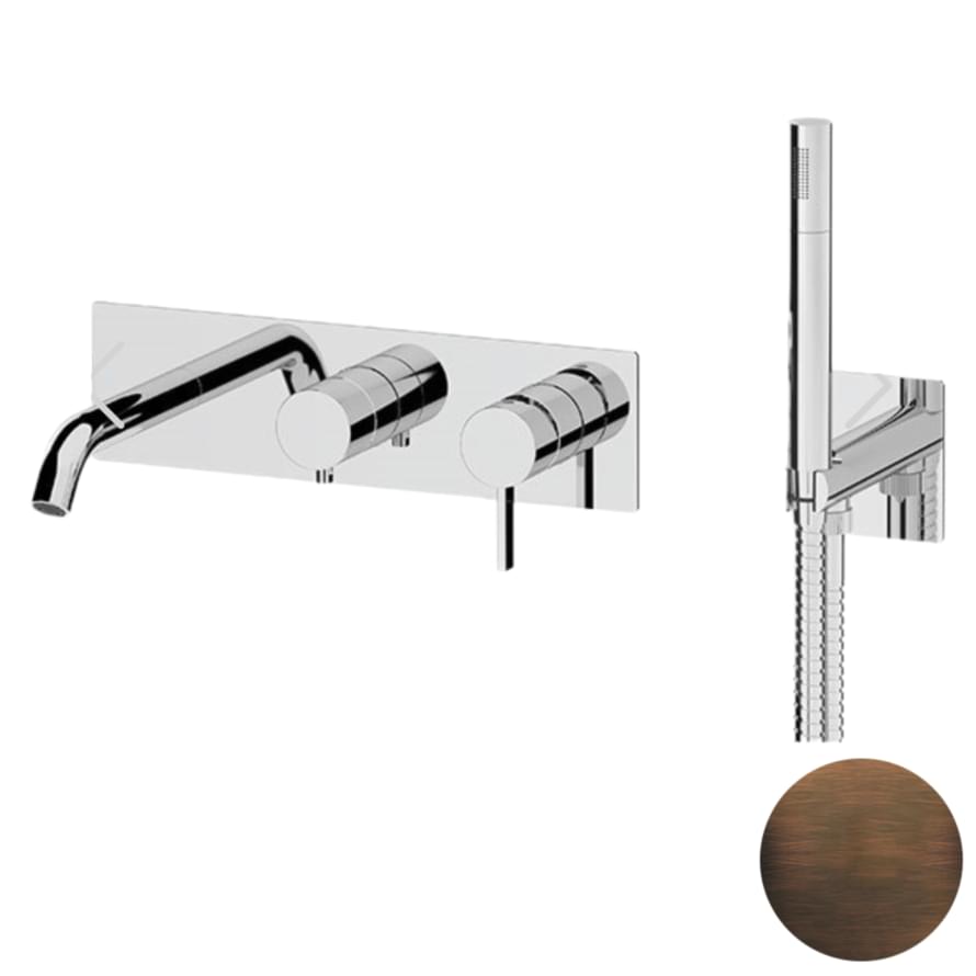 Плитка Remer Metrica Настенный с лейкой смеситель для ванны METRICA бронза масляная  поверхность матовая