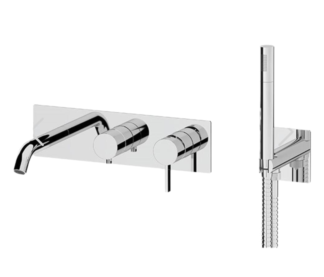 Плитка Remer Metrica Настенный смеситель для ванны с лейкой METRICA хром  поверхность глянец
