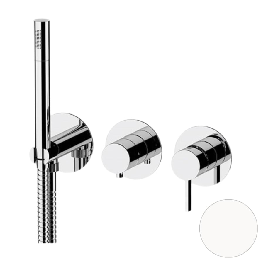 Плитка Remer Metrica Округлый встраиваемый смеситель для душа METRICA белый матовый  поверхность матовая