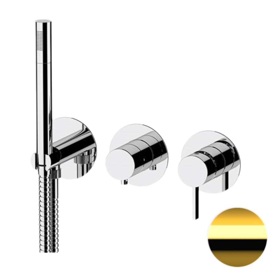 Плитка Remer Metrica Округлый встраиваемый смеситель для душа METRICA золото глянцевое  поверхность глянец