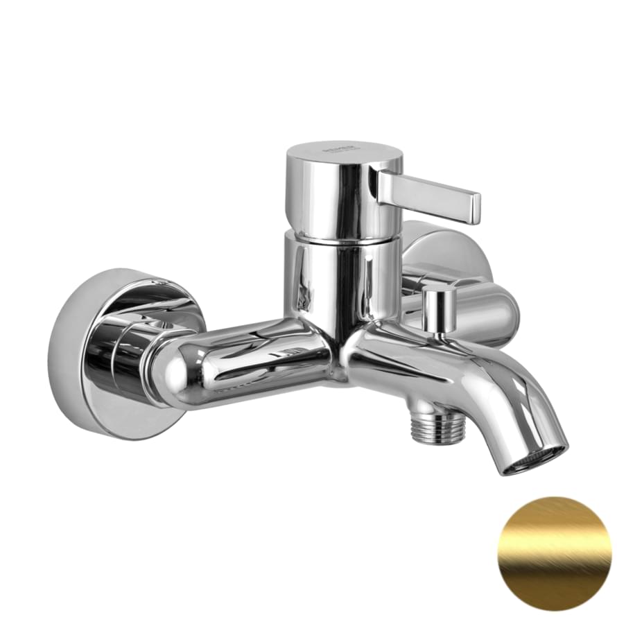 Плитка Remer Metrica Округлый настенный смеситель для ванны METRICA золото брашированное  поверхность брашированная