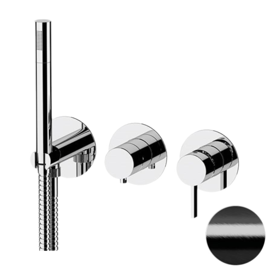 Плитка Remer Metrica Округлый смеситель для душа METRICA черный брашированный хром  поверхность брашированная