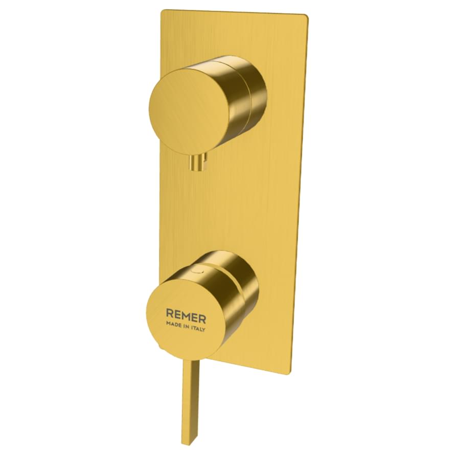 Плитка Remer Metrica Смеситель встраиваемый для душа METRICA золото брашированное  поверхность брашированная