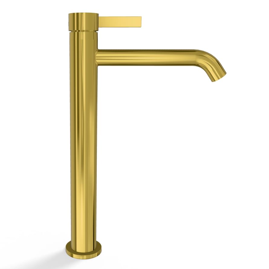 Плитка Remer Metrica Смеситель высокий для раковины METRICA золото глянцевое  поверхность глянец